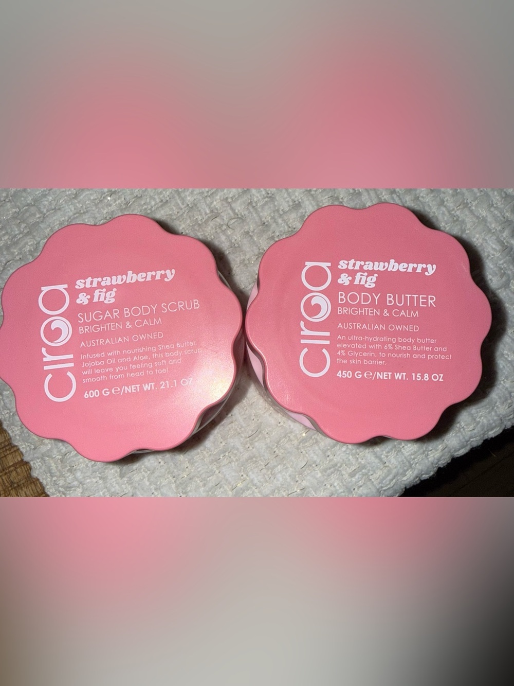 Ciroa Strawberry & Fig Pink Sugar Body Scrub and Body Butter Duo